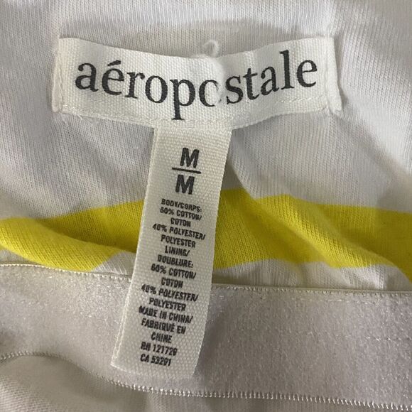 Aéropostale Sundress Juniors Medium Yellow White Blue Striped Ruffled Racerback - Picture 12 of 12